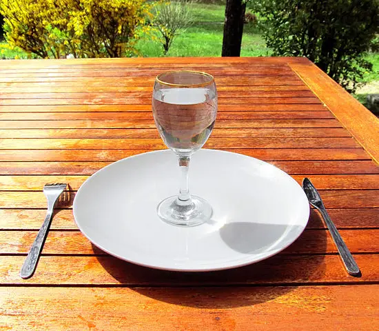550px Fasting 4 Fasting a glass of water on an empty plate